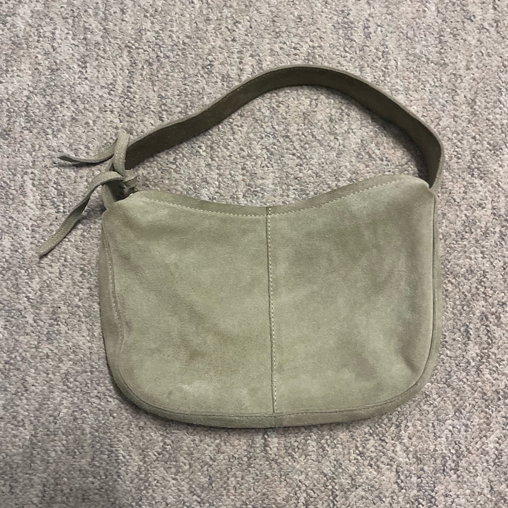 Margot New York Suede Shoulder Bag in Olive Green - Picture 3 of 4